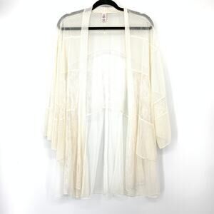 Victorias Secret Lace Sheer Kimono Top Womens Size M/L Cream Open Front